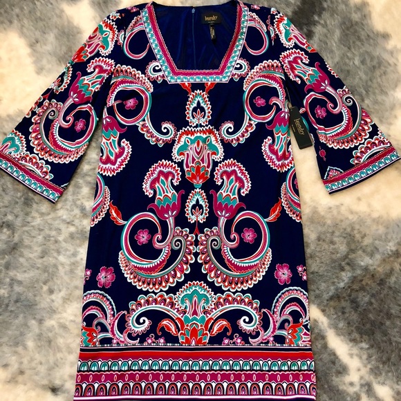 Laundry floral print navy dress - Picture 1 of 3